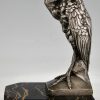 Art Deco bronzen boekensteunen met reigers