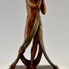 Art Deco bronze lamp nude Laurel