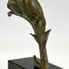 Art Deco bronze sculpture two birds on a branch