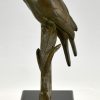 Art Deco bronze sculpture two birds on a branch