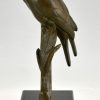 Art Deco sculptuur twee vogels op een tak.