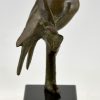 Art Deco sculptuur twee vogels op een tak.