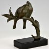 Art Deco bronze sculpture birds Becquerel