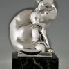 Art Deco silvered bronze sculpture of a fox