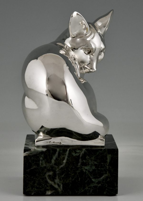 Art Deco silvered bronze sculpture of a fox