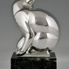 Art Deco Skulptur Bronze versilbert Fuchs