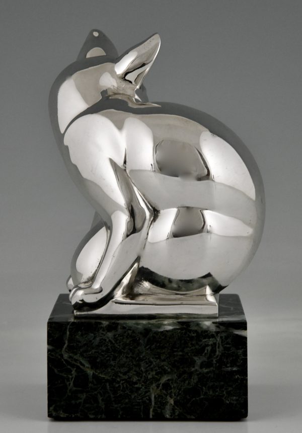 Art Deco silvered bronze sculpture of a fox