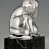 Art Deco silvered bronze sculpture of a fox