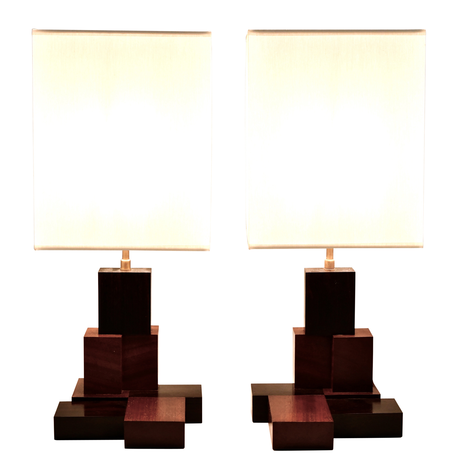 Art Déco lampes de table en bois constructiviste Art Deco lamps wood