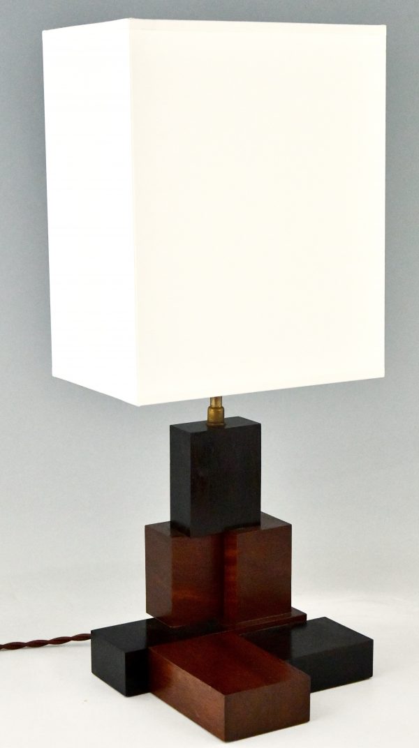 Art Deco wooden Constructivist table lamps