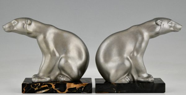 Art Deco polar bear bookends