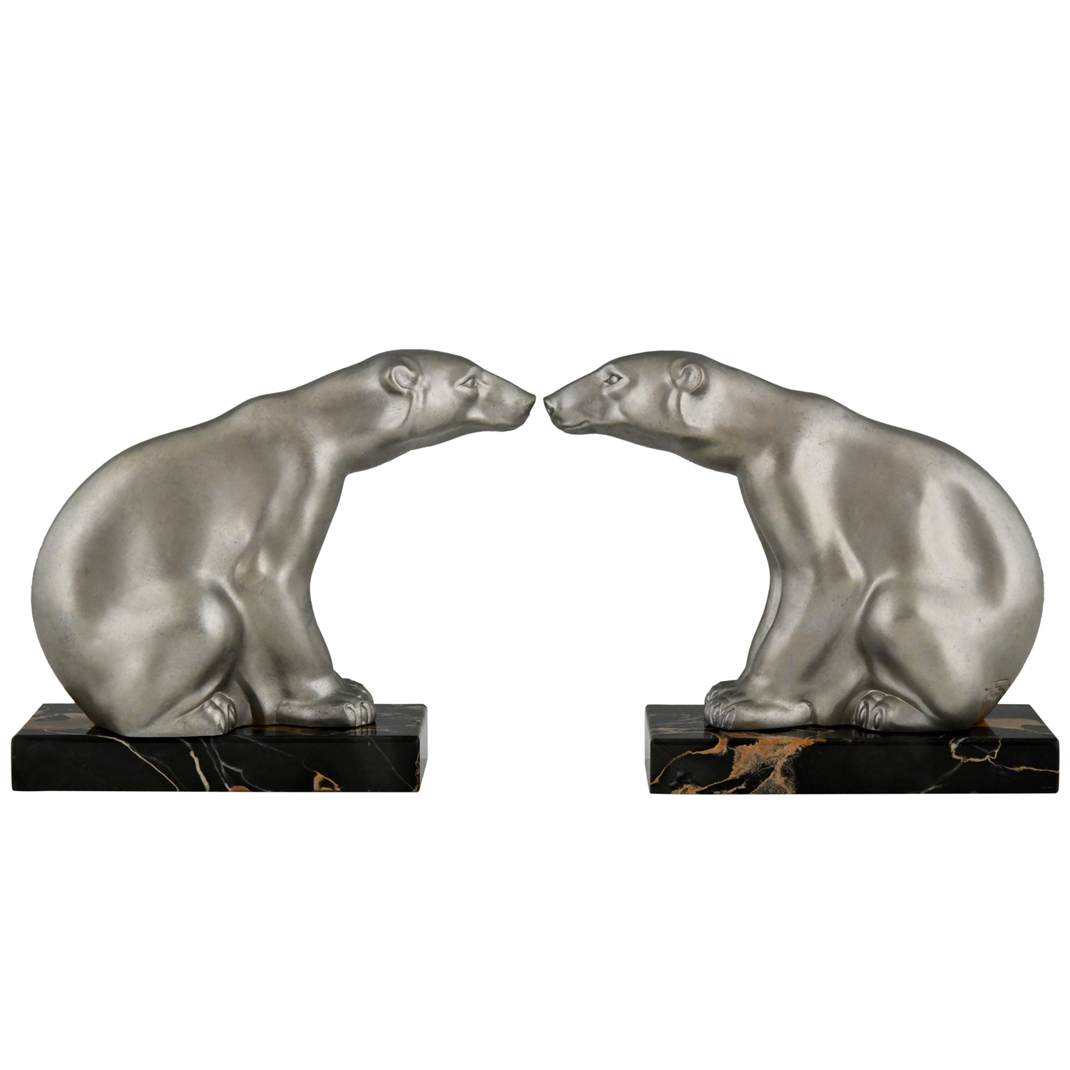 Art Deco ijsbeer boekensteunen Art Deco polar bear bookends Font