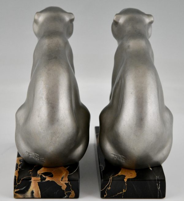 Art Deco polar bear bookends