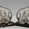 Art Deco polar bear bookends