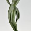 Art Deco sculptuur danseres met tamboerijn, Farandole