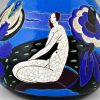 Art Deco Vase Keramik mit Akten Baigneuses