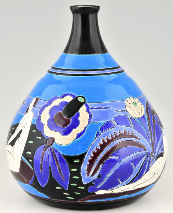 Art Deco Vase Keramik mit Akten Baigneuses