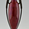 Art Deco vases red ceramic and bronze