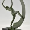 Art Deco Skulptur nackte Schleier Tänzerin Bacchanale