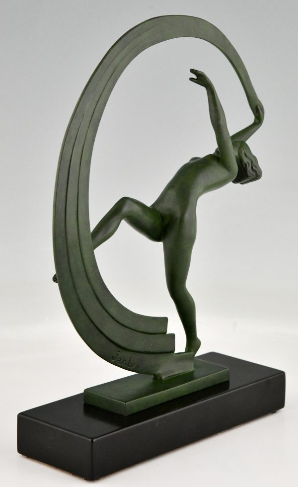 Art Deco sculptuur naakt met sluier danseres Bacchanale
