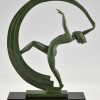 Art Deco Skulptur nackte Schleier Tänzerin Bacchanale