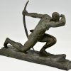 Art Deco bronze sculpture athlete with bow