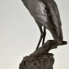 Art Deco bronzen sculptuur van een reiger