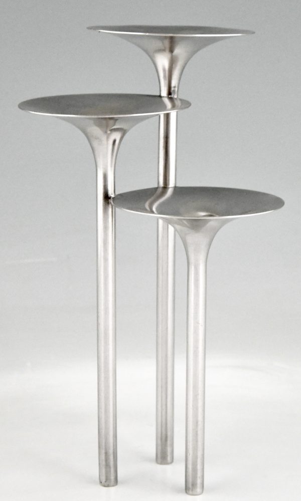 Mid Century pair of silvered flower stands or candleholders