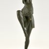 Art Deco bronze sculpture woman with bow Diana.