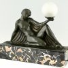 Rèverie Art Deco Lampe sitzender Akt mit Schleier