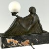 Rèverie Art Deco lamp zittend naakt met sluier