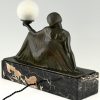 Rèverie Art Deco lamp zittend naakt met sluier