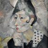 Cubist painting of a woman with hat.