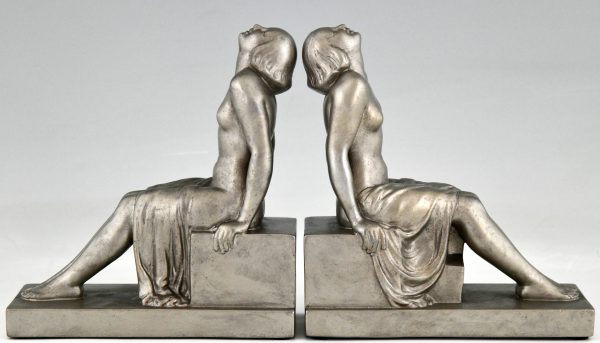 Art Deco bookends with seated nudes.