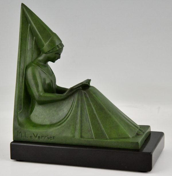 Art Deco bookends reading Medieval ladies.