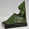 Art Deco bookends reading Medieval ladies.