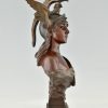 Art Nouveau bronze bust of a woman Walkyrie