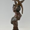 Art Nouveau bronzen buste van een vrouw Walkyrie