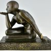 Enigme Sculpture Art Deco en bronze nu assis