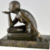 Enigme Art Deco bronze sculpture seated nude
