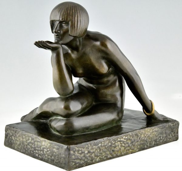 Enigme Art Deco Bronzeskulptur sitzender Akt