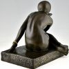 Enigme Art Deco bronze sculpture seated nude