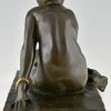 Enigme Art Deco bronzen sculptuur zittend naakt