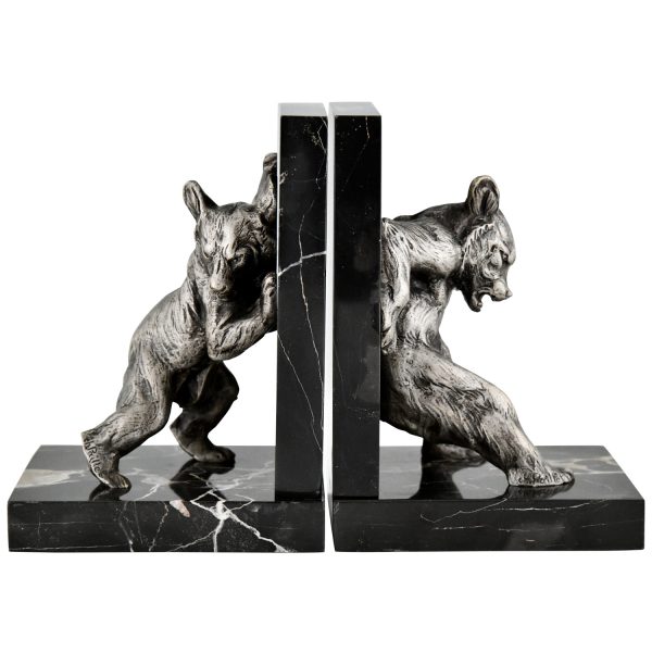 Art Deco bronze bear bookends Paillet - 1