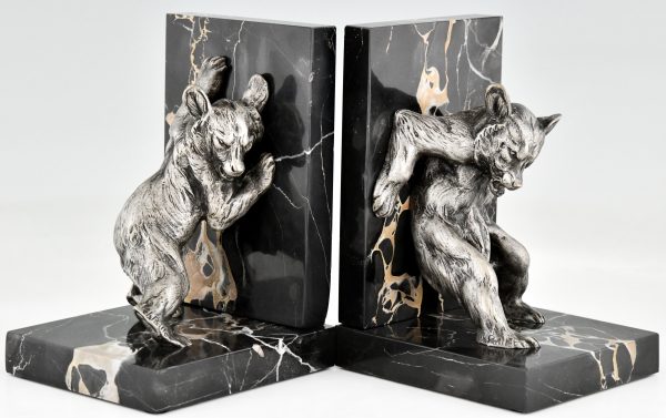Serre-livres Art Déco en bronze avec ours