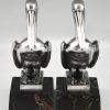 Art Deco silvered bronze pelican bookends.