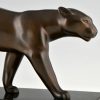 Art Deco bronzen panter sculptuur.