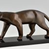 Art Deco bronzen panter sculptuur.