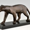 Art Deco bronze sculpture of a panther.