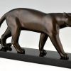 Art Deco bronze sculpture of a panther.